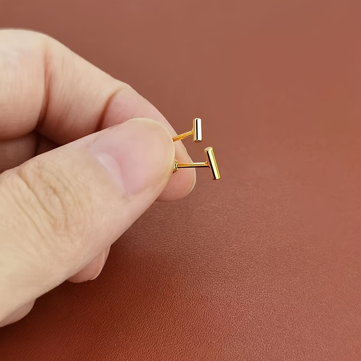 Stylish Stainless Steel Golden Stick-shaped Earrings
